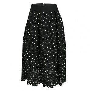 Self-Portrait Monochrome Polka Daisy Guipure Lace Midi Skirt